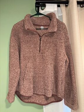 Old Navy Dusty Rose Sherpa Half-Zip Pullover